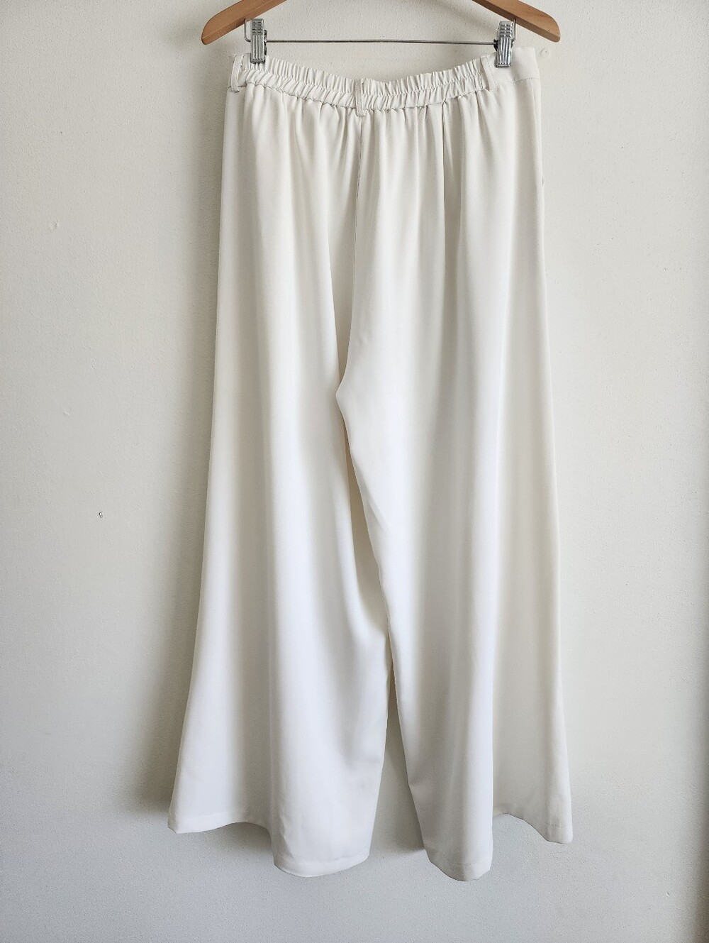 White Wide-Leg High-Waist Trousers Pleated Relaxed Fit Size 14 Womens Palazzo - Picture 8 of 13